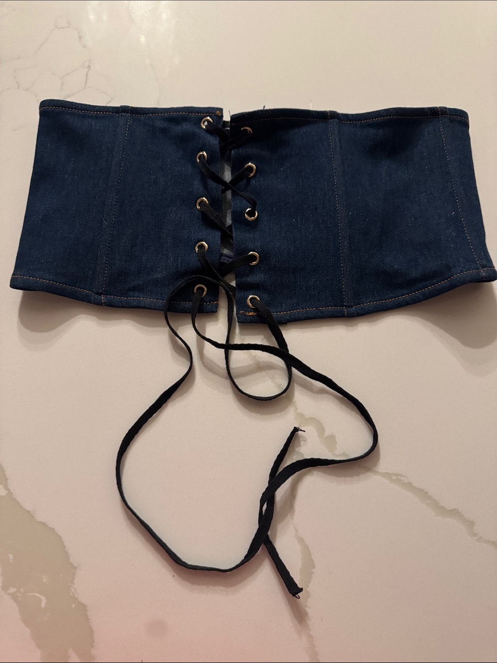 Dark Denim Lace-Up Corset Belt